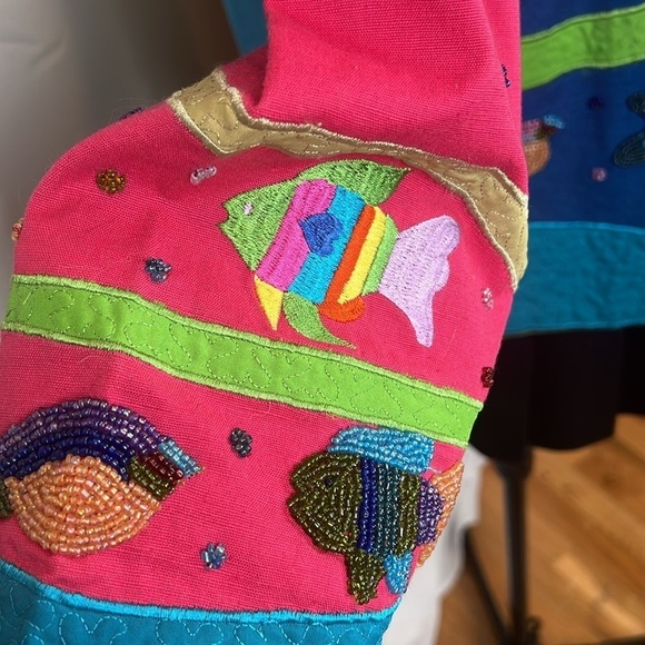 Quacker Factory Colorful Fish Sea Life Embroidered Jacket Teacher Art Cardigan - Picture 4 of 16